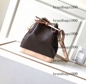 Fashion Bucket Drawstring Bag High Quality cowhide leather Totes handbags Soft Canvas leather Strap shoulder bag Fast Shipping 40817