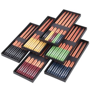 5 pares / conjunto 23cm reutilizáveis ​​pauzinhos de madeira chinês estilo japonês alimento macarrão chopstick housewarming presentes