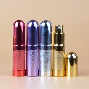 50pcs/lot Pump 6ml Mill Finish Cap Dull Polish Spray Scent Bottle Bullet Shape Refillable Anodized Aluminum Glass Perfume