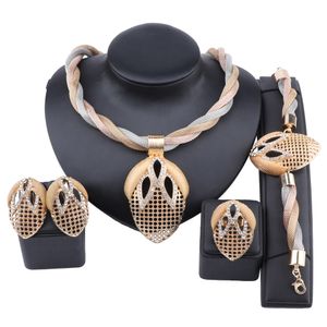 Nigeria Dubai Crystal Jewelry sets African Bridal Wedding Costume Gifts Party Colorful Necklace Bracelet Earrings Ring Set