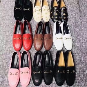 classic women Flat Dress shoes 100% Authentic cowhide Metal buckle Lady leather casual shoe Mules Princetown Men Printed Trample Lazy Slides Loafers Large size 34-46