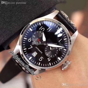 46mm IW500432 Deutschen Fussball Bund Automatyczny Zegarek Mężczyzna 7 Dni Power Reserve Steel Case Czarny Dial Biały Numer Brązowy Skórzany Pasek 2022 Zegarki Puretime E105C3