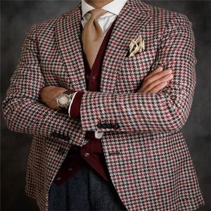 Wholesale two separate for sale - Group buy One Piece Houndstooth Men Suits Wool Fashion Custom Made Men Coat Lapel Business Jacket High Quality Fast Shipping
