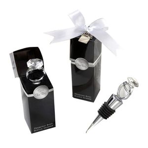 Crystal Diamond Ring Wine Stoppers Hem Kök Bar Verktyg Champagne Flaskor Stoppar Bröllop Gästgåva Gåvor Box Förpackning