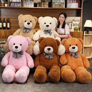 Dev 95/120/140 cm Yumuşak Teddy Bear Peluş Oyuncaklar PinkBrown Bear Süper Büyük Sarılma Yastık Hayvan Yastık Çocuk Doğum Günü Hediyesi AA220314