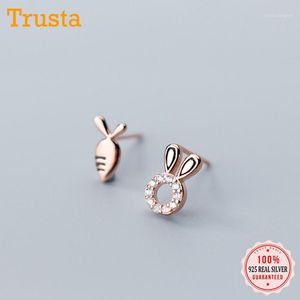 Stud TrustDavis 100% 925 sterling argento carino piccolo orecchino asimmetrico ravanello per le donne gioielli all'ingrosso DS5091