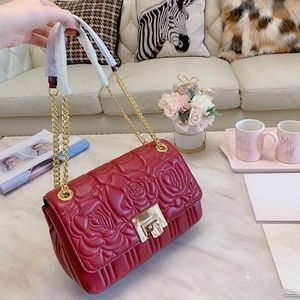 Designer- Hot Sale new designer handbag flower pattern chain bag ladies shoulder crossbody bag high quality 25cm