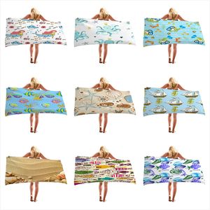 Strandhandduk Scarf Utomhus Vatten Sport Handdukar Snabbtorkning Simning Surf Portable Big Yoga Mat Beach Chair Blankets Marine Organism Series 3D Tryckt