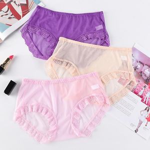 3 Teile/los Mesh Ultra-Dünne Sexy Dessous Mode Frauen Unterwäsche Plus Größe 4XL Spitze Transparent Hohl Höschen