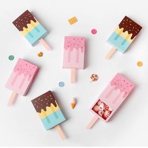 (25 pieces/pack) Ice Cream Shape Gift Box Baby Shower Birthday Party Candy Boxes Cartoon Drawer Gift Bag For Kids Party B062