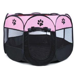Portable Folding Pet Tent Dog House Octagonal Cage For Cat Tent Playpen Easy Operation Fence Outdoor Big Dogs House Puppy Kennel LJ201203