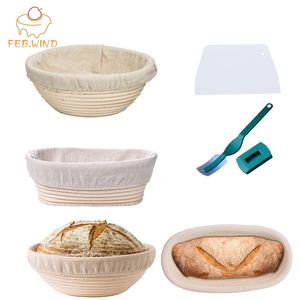 El yapımı rattan ekmek BANNETON sepeti astar ile set ekmek sepetleri yuvarlak / oval sousough kanıtlayıcı sepet fırın cafe C003 Y200612