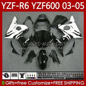 OEM FALTINGS ل YAMAHA YZF-R6 YZF R 6 600 CC YZF600 YZFR6 03 04 05 Body 95No.8 YZF R6 600CC 2003 2005 2005 CONLINGS YZF-600 03-05 دراجة نارية للأطفال طقم النيران البيضاء