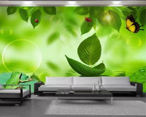 Grüne Luxus-3D-Tapete, schöne grüne Blatt-Frosch-3D-Tapete, Innen-TV-Hintergrund, Wanddekoration, Wandbild
