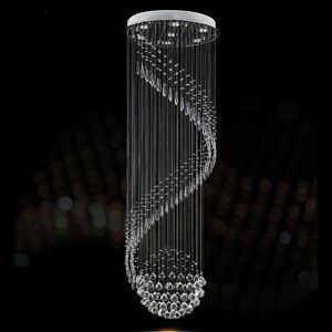 Modern kristallkrona för spiraldesign LED LUXURY CRYSTAL LAMP Hängande inre stege korridor lampa