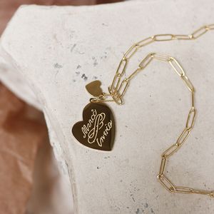 Amaiyllis 18k Gold Herz Charms Halskette Anhänger Gold Farbe Pullover Kette Kragen Schmuck Anhänger Halskette Für Frauen Q0531