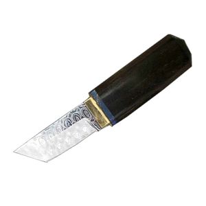 Liten Straight Kniv VG10 Damaskus Stål Tanto Blade Ebony Handle Mini Collectalble Knives H5393