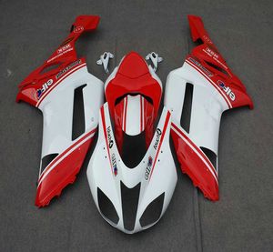 Motorcykel Fairing Body Kit för Kawasaki Ninja ZX6R 636 07 08 ZX 6R 2007 2008 ABS Red White Fairings Bodywork + Presenter KB34