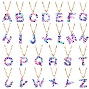26 bokstäver hängande halsband charm multicolor engelska alfabet halsband kvinnor mode clavicle chain halsband smycken gåva