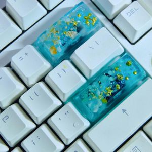 Light Blue Ocean Style Resin Keycaps For Cherry Mx Switch Mechanical Gaming Keyboard ESC Backspace Delete OEM Backlit Key Caps