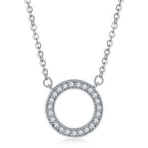 Choucong Simple Fashion Jewelry White Gold Fill Circle Pendant Pave White Sapphire CZ Diamond Crystal Popular Multi Color Clavicle Necklace