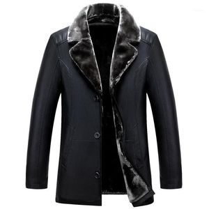 Herren-Leder-Imitat-Großhandel – russische schwarze Winterjacken, hochwertige, dicke, warme Herrenjacke und Mantel, modische, lässige Herrenbekleidung