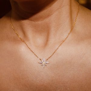 Gold Color Star Charm Women's Pendant Necklace 925 Sterling Silver Choker Necklaces Jewelry Simple Ladies Star Jewelry Gifts Q0531