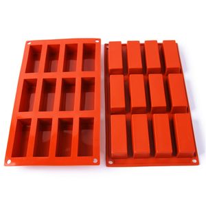 Baking Moulds 12 Cavity Silicone Mold Cupcake Baking Pan Rectangle Energy Bars Maker Caramel Muffin Brownie Soap Mould HYJK2202
