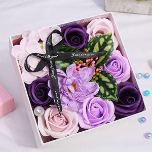 Valentinstagsgeschenke Rosen Blumen Geschenkboxen Seifenblume Quadratische Rose Astern Hortensien Hochzeitsblumen Geschenke HHD4299