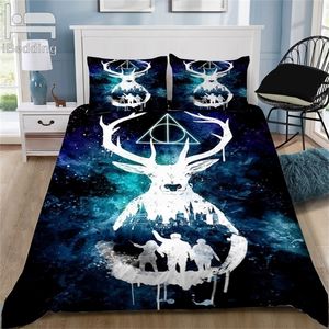Cartoon School of Witchcraft och WizarDry Printing 3D Bedding Set Printed Pillowcases Duvet Cover Set Queen King Twin Size 201211