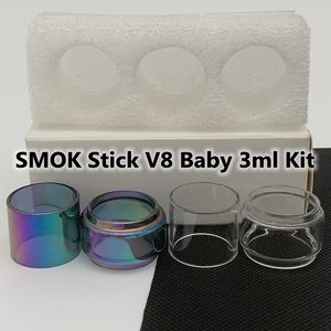 Stick V8 Baby 3ml Zestaw Zestaw Normalny żarówka 5 ml przezroczysta tęczowa wymiana szklana rurka standardowa bąbelka Fatboy 3pcs/pudełko pakiet detaliczny