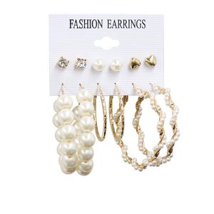 Set di orecchini a cerchio di perle da donna Orecchini a strati ipoallergenici pendenti alla moda Orecchini pendenti a goccia Regali per donne 2 stili
