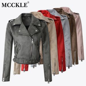 Women's Faux PU Leather Suede Short Jacket Multy Zipper Motorcycle Coat Womens 2019 Spring Fashion Biker Jackets Dropshipping