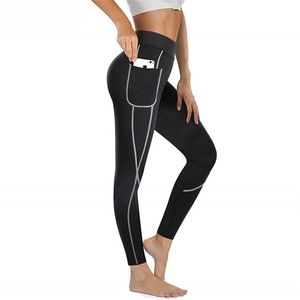 Kadınlar Spor Tayt Neopren Isı Pantolon Ter Sauna Bel Eğitmen Kontrol Külot Seksi Popo Kaldırıcı Zayıflama Legging ile Pocket 201222