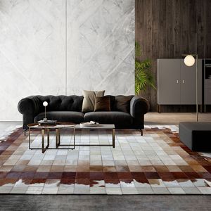 European Style Big Size Cowhide Patchwork jonathan adler rugs in Brown with Milch Cow Skin and Fur Chequer for Living Room