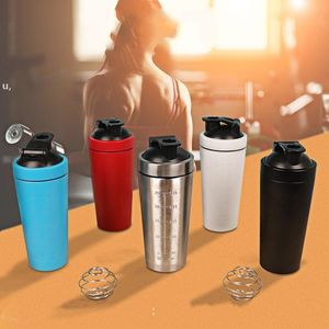 304 Stainless Steel Protein Shaker Bottle Whey Protein Powder Gym Shake Kettle Milkshake Mixer Sports Water Bottles Single Layer RRA11160