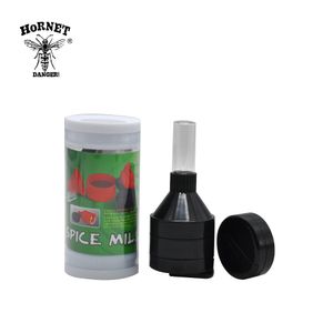 HORNET Mulino a imbuto in plastica con bottiglia di vetro e custodia Smerigliatrice per tabacco Herb Spice Cracker Mill 45 MM Crusher