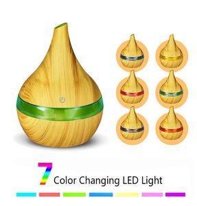 300ml USB Air Luftfuktare Mini Electric Aroma Diffuser Wood Grain Ultraljud Essential Olja Aromaterapi Cool Mist Maker