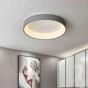 Modern Led Ceiling Light Fixtures Bedroom Round Living Lamp With Remote Control Study Office Decoration Black Circle Lighting W220307