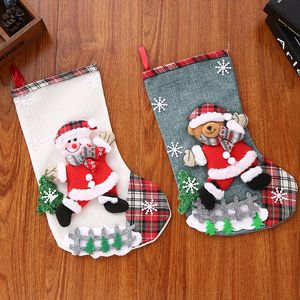 Christmas Stockings Gift Bag Kids Large Size Candy Bags Santa Xmas Tree Hanging Ornament Socks Party Home Christmas Decorations w-00463