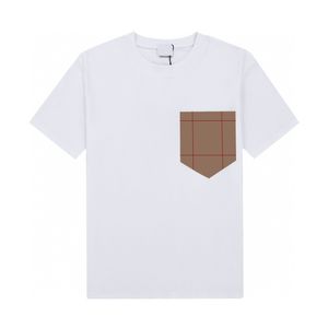 カジュアルレディースTシャツ縞模様格子縞のポケットトリムブラウスファッション通気性のシンプルなメンズティーアジアのサイズm-2xl