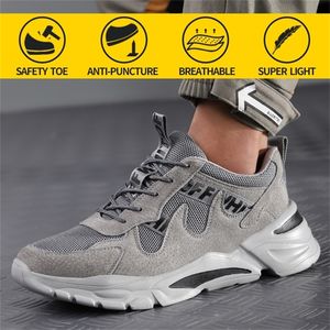 Män Arbeta Säkerhetsskor Stål Toe Head Anti-Puncture Anti-Stabbing Wearable Andningsbara Ljus Mjuka Sneakers Stövlar Konstruktion 201204