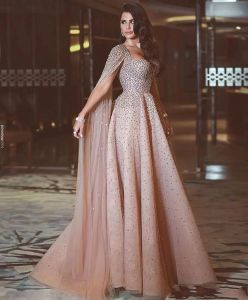 Discount Charming A Line Evening Dresses with Wraps Beadings Jewel Neck Tulle Floor Length Special Occasion Second Reception Party Gowns Prom Dress