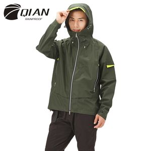 QIAN geçirimsiz erkek yağmurluk çok fonksiyonlu nefes tırmanma yağmur ceket su geçirmez rahat çalışma ceket spor yağmur dişli 201110