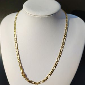 10 K Solid Yellow Gold GF Figaro Link Chain Pendant Necklace Women's 500MM 5mm