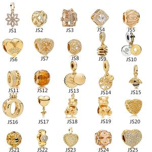 Anomokay Sterling 925 Silver Mix Style Gold Color Charms Pendant Bead fit Pandora Bracelet Best DIY Jewelry Making Gift Q1120