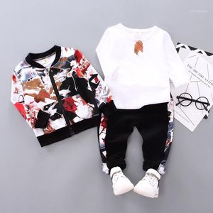 Clothing Sets Baby Boys Spring Fall Print Set 0-1 2 3-year-old Boy Handsome Autumn Winter Clothes Three-piece Children's Fashion1