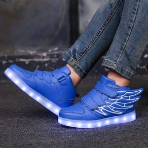 7ipupas Nuove scarpe di ricarica USB 25-35 scarpe luminose ala led scarpe ragazzi ragazze tendenza moda 7 colori sneakers luminose 201130