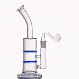 Уникальные 8-дюймовые бонги Bongs Bongs Bong Solid Water Bong Percolator Recycler Oil Percolator Recycler масло с миской 18 мм и стеклянной масляной горелки