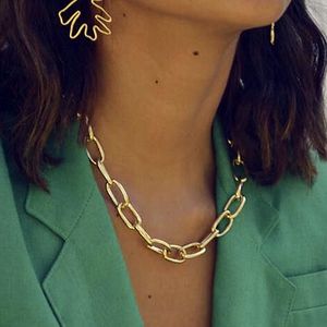 Punk Choker Necklace Collar Statement Hip Hop Big Chunky Aluminum Gold Thick Chain Necklace Women chocker